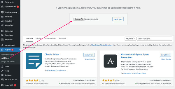 Install and Activate CleanWP Pro
